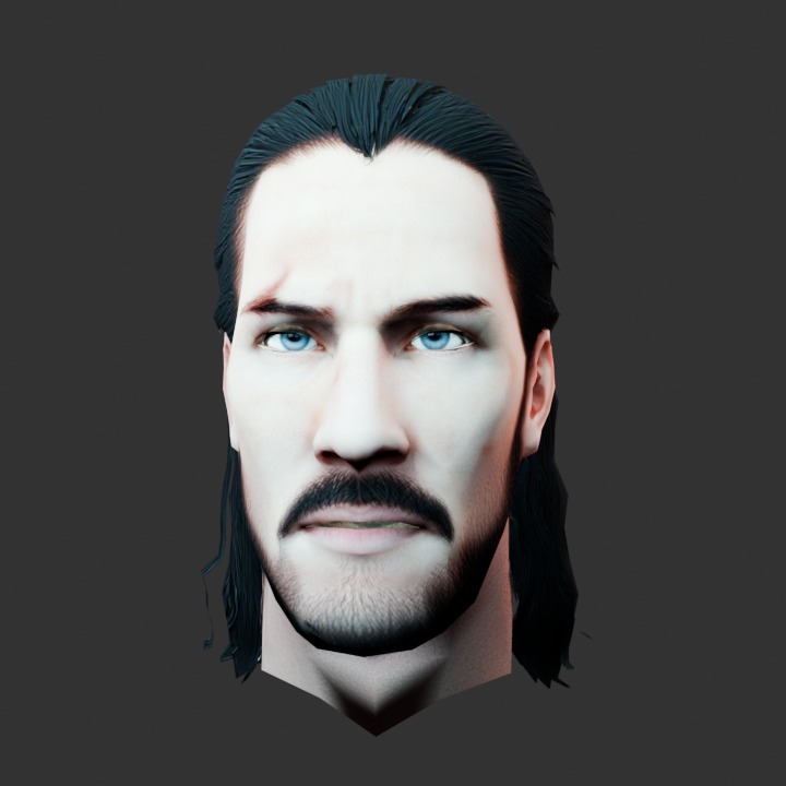 Keanu character head render.