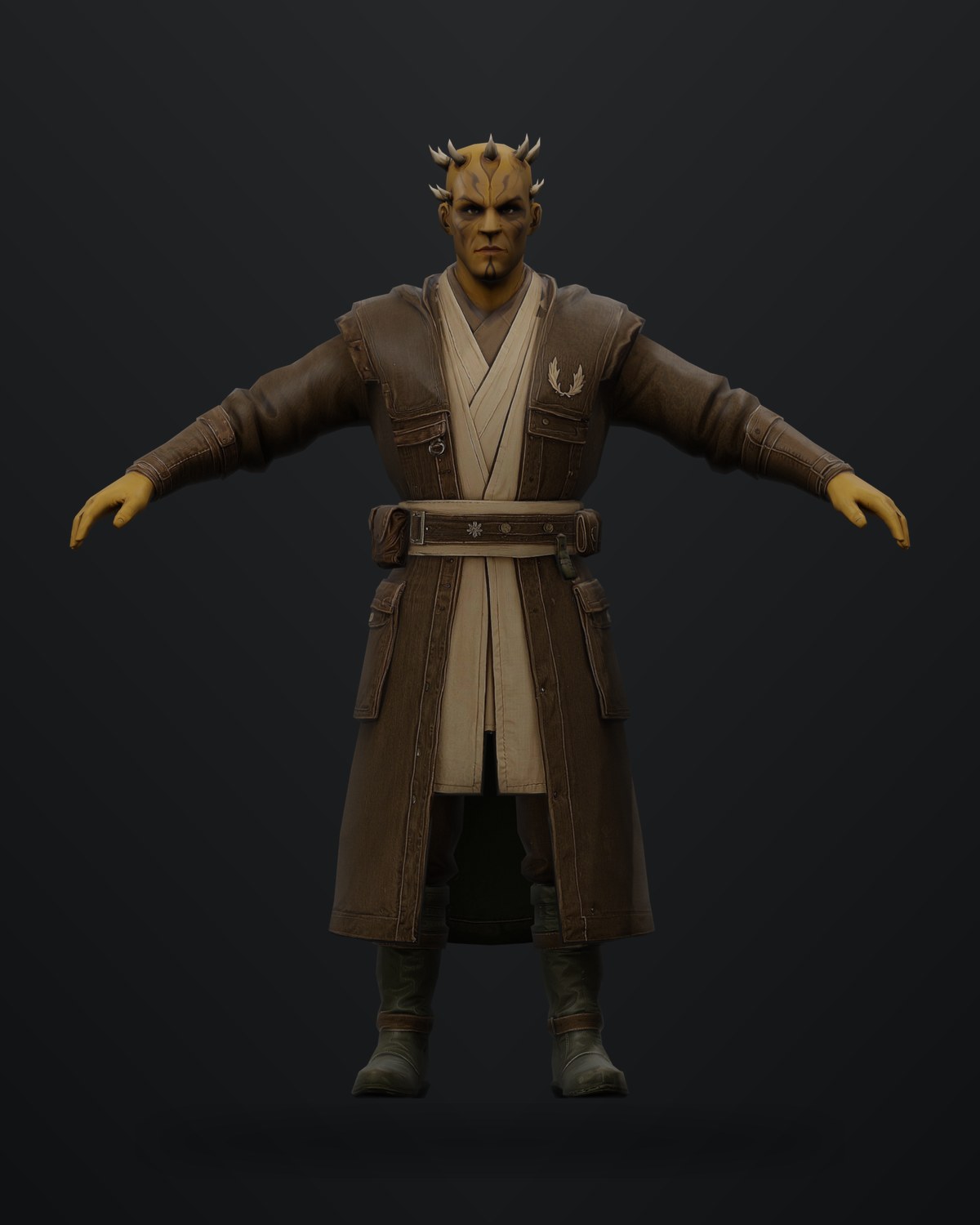 Zabrak sentinel alien character render.