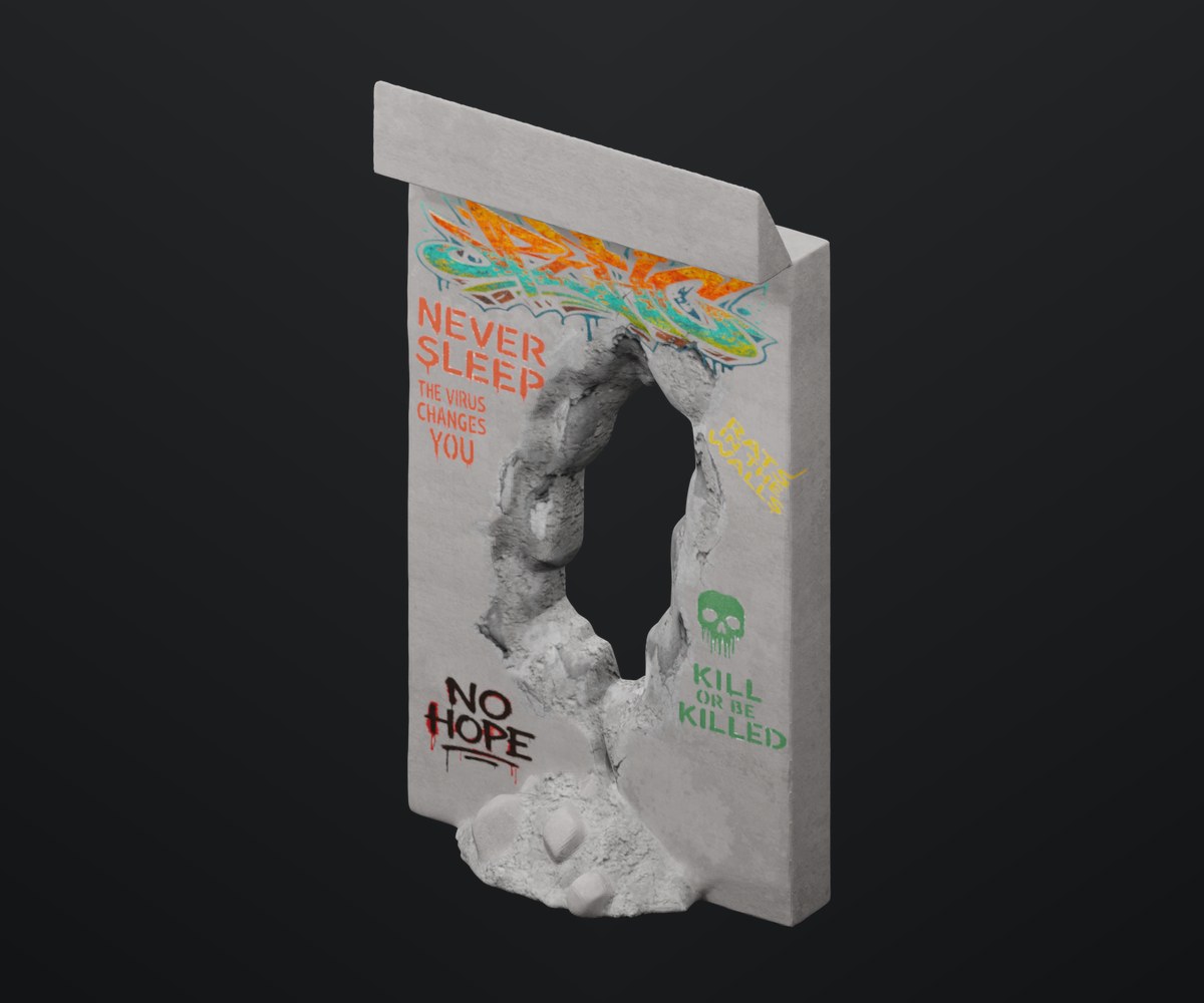 Damaged wall prop render.