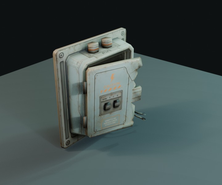 Damaged Wall Electric Junction prop render.