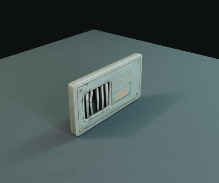 Damaged Wall Vent prop render.